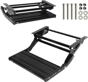 LEADALLWAY RV Step Camper Stair Folding Manual Single Drop Down Steps,Black