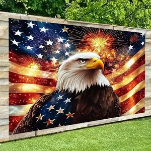 1PC,2D Flat Banner American Flag Eagle Fireworks Tapestry, Durable Decorative Tapestry, Independence Day Decorative Wall Hanging, Outdoor Courtyard Decor Tapestry, Indoor Room Decor Wall Cloth, Wall Tapestries, Tapestry Wall Mural