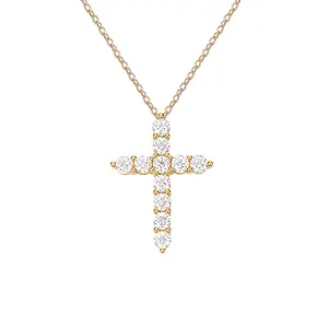 Moissanite Infinity Cross Necklace - Platinum/K-Gold Luxury Pendant with Sparkling Lab-Grown Gemstone
