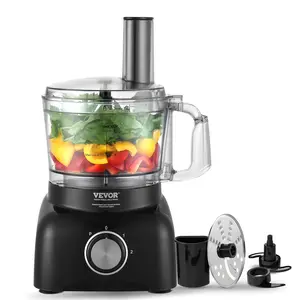 【fathersdaygift】VEVOR Food Processor, 7-Cup Vegetable Chopper for Chopping, Mixing, Slicing, and Kneading Dough, 350 Watts Stainless Steel Blade Professional Electric Food Chopper, Easy Assembly & Clean, Black