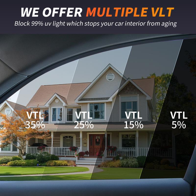 1 Roll 19.69 in × 118.11 in Uncut Black Car Window Tint Film, 35% VLT, Adhesive-Free UV & Heat Insulation Film, Suitable for Front & Rear Windshield, Windows, and Sunroofs – Perfect for SUVs, Sedans, and Glass Doors, Easy to Install & Reusable