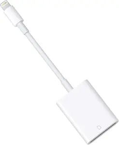 Lightning to SD Card Camera Reader Digital Camera SD Card Reader for Select , iPad and iPod Models (Support iOS 16 and Before), Trail  Camera Viewer, No App Required (White)