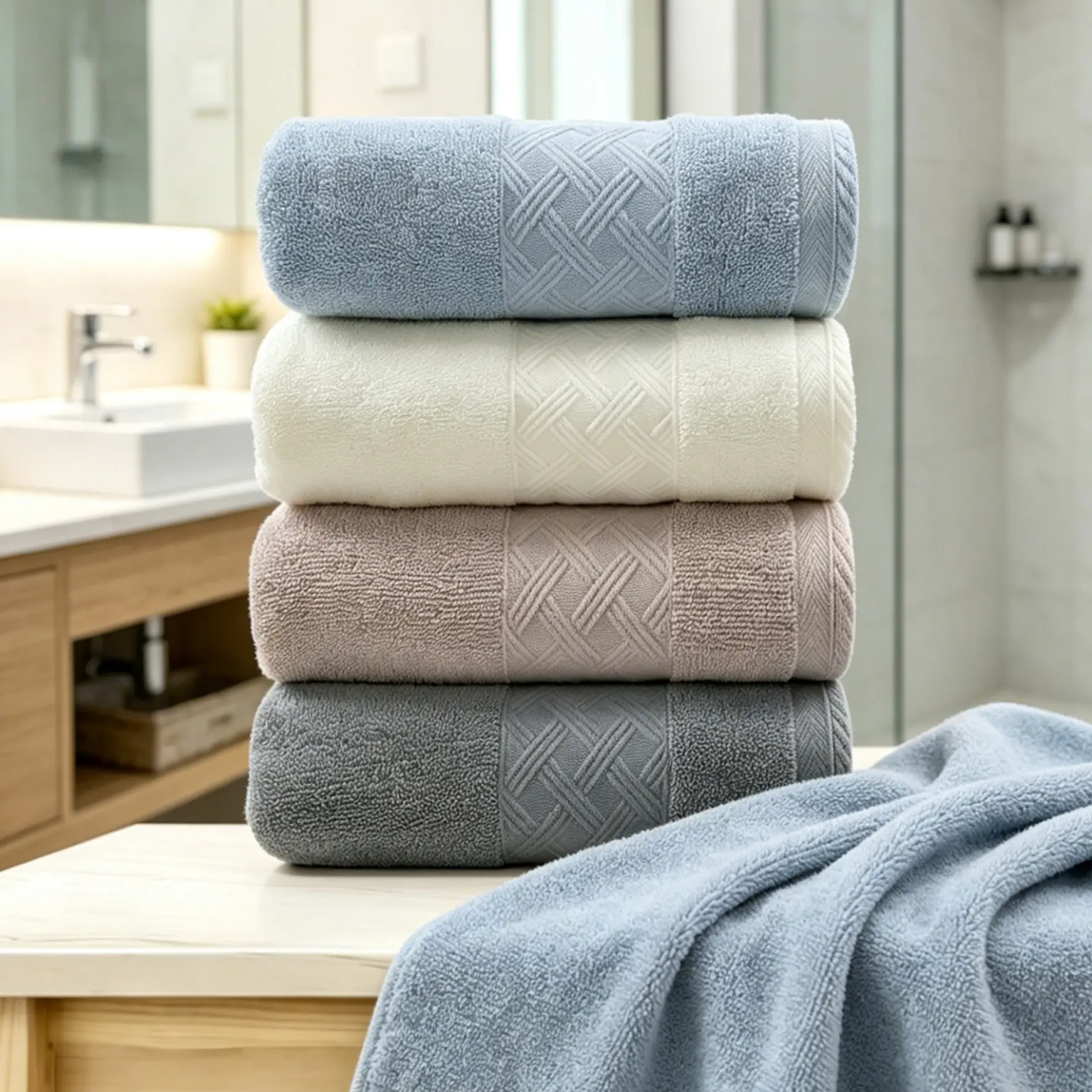4 Pack Thicken Soft Cotton Hand Towels, Highly Absorbent Quick Dry Towel for Bathroom Kitchen Gym Home Spa Hotel