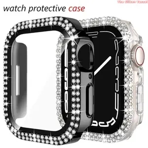 Sparkling Diamond Watch Case, Shockproof Full Coverage Protector, Integrated Tempered Glass Bezel, Dazzling Fashion Accessory Compatible with Apple Watch Series 3 To 9 And SE in 38mm To 45mm for Daily Use