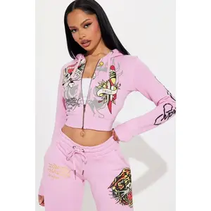 Ed Hardy Tiger Roar Zip Up Hoodie - Pink 9