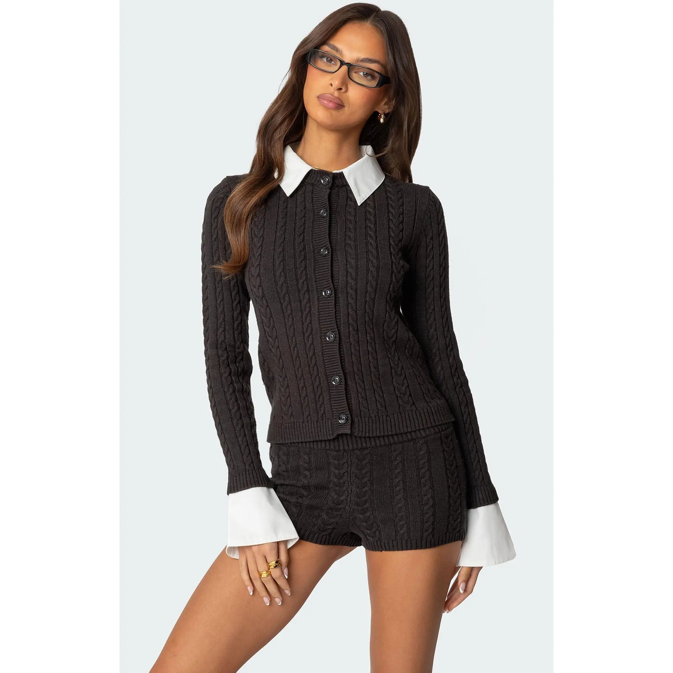 Edikted Women's Avey Detachable Cuff & Collar Cardigan Edikted Women's Avey Detachable Cuff & Collar Cardigan
