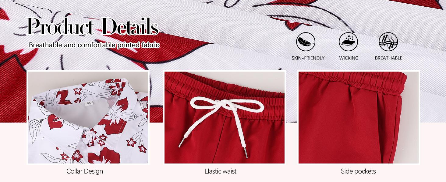 Gihuo Men's Tropical Print 2-Piece Set Short Sleeve Button Down Hawaiian Beach Shirt & Shorts Breathable Casual Summer Tracksuit Gift Clothes Menswear Elastic Loose Outfit Stylish Sunglasses Top