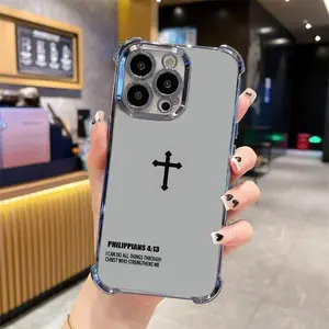 Phone case for iPhone 17 16 Pro Max 15 Plus 14 13 12 11  Air & Samsung Galaxy S26 S25 S24 S23 S22 S21 Ultra Plus | Christ Bible Verse Philippians 4:13 Pattern Matte Military-Grade Drop Protection Silicone Cellphone Cover #IPSZJ5