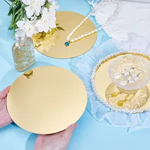 10 piece acrylic circular mirror candle tray set, circular mirror base, suitable for desktop center decoration, diameter of 15 centimeters, non glass mirror decoration, suitable for home wedding desktop decoration, Home Accessories, Home Goods