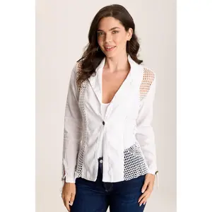 Contessa Linen Blazer with Crochet Insets