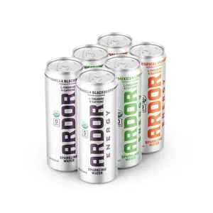 ARDOR ENERGY Sparkling Water 6 pack Sampler. 100mg Organic Caffeine from Green Tea & 200mg Organic L-Theanine (Focus & Calm). No Sugar. No Calories. Vegan. Gluten Free. Beverage