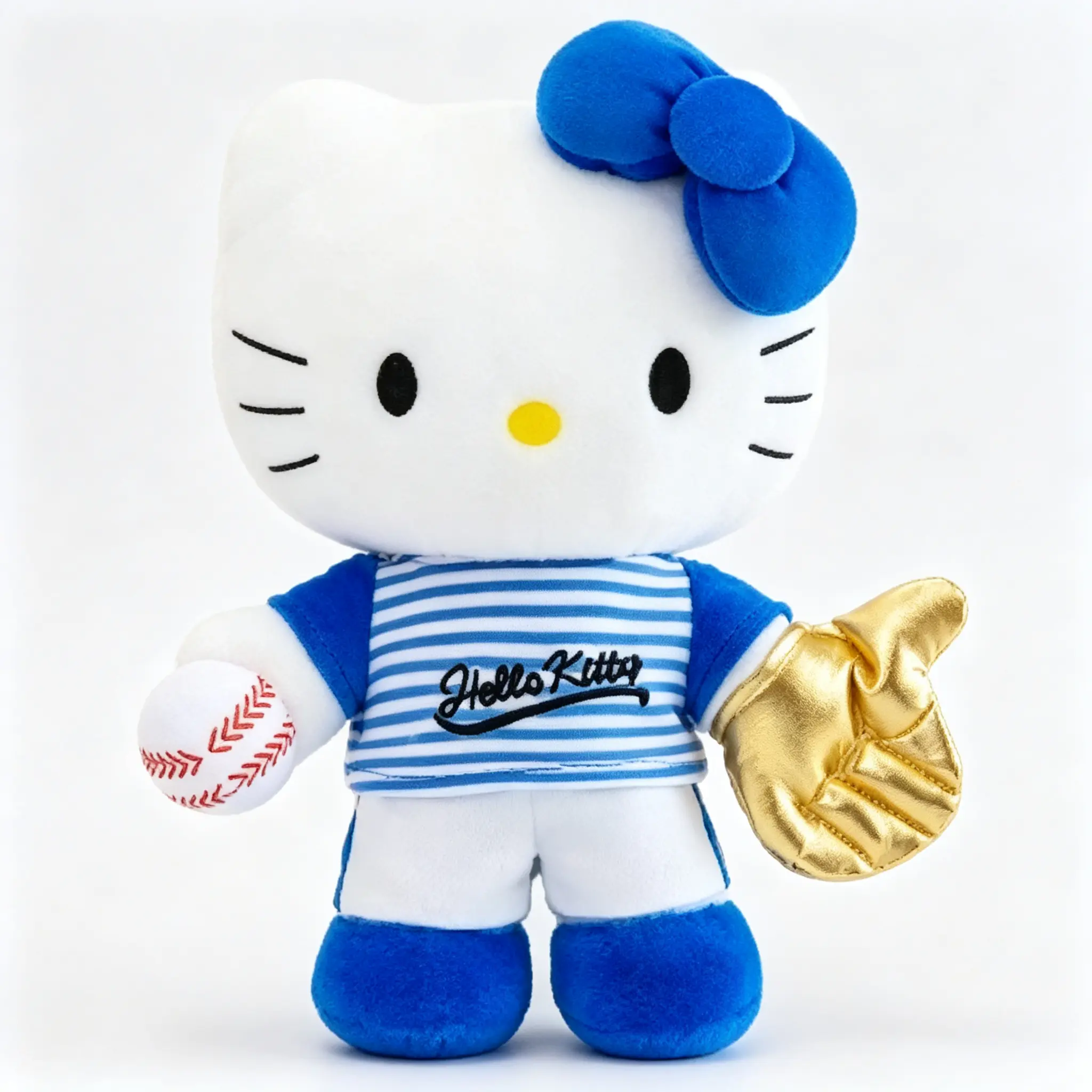 Hello Kitty Baseball Player Outfit Plush Toy Official Sanrio Licensed 15.75 Inches Ultra Soft Fluffy Stuffed Doll Cute Kawaii Cartoon Collectible Figure Bedroom Desktop Decor Birthday Holiday Gift for Kids Teen Girls Sanrio Fans
