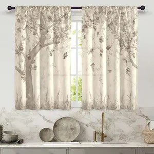 2pcs Fashionable And Simple Style Digitally Printed Multicolor Floral Design  Rod Pocket Curtains for Home Decoration, Suitable for All Seasons, Including Kitchen, 28x40 Inch decor set inganchos custom drapery panel doble layer room darkening print