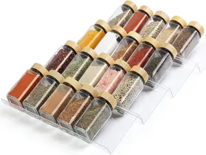 Spice Drawer Organizer 4 Tier, Acrylic Seasoning Organizer Rack, Clear Spice Rack Tray
