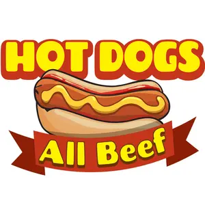 SignMission 12 in. Hot Dogs Concession Decal Sign with Cart Trailer Stand Sticker Equipment