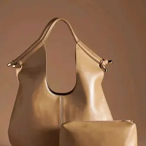 Melie Bianco Tracy Tote Bag - Brown Leather Handbag with Matching Pouch - Perfect for Everyday Use