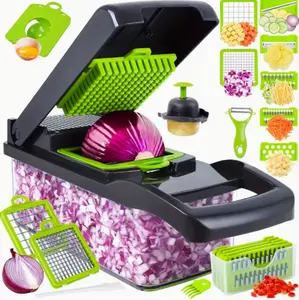 15 in 1 Multifunctional Vegetable Chopper, Durable Vegetable Slicer, Garlic Chopper, Onion Potato Grater, Slicer Dicer Cutter, Kitchen Accessories