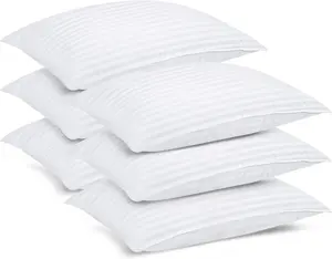 Hotel Quality Bed Pillows Cooling, Plush Support for Side,  &  Sleepers (White,  (Pack of 6))