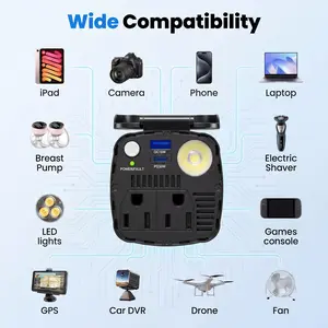 YanFengTai 200W Power Inverter, 12V DC to 110V AC Car Plug Adapter Outlet Converter with [30W USB-C]/USB-Fast Charger(18W) / Dual AC Outlets/car Charger for Laptop