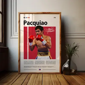 Manny Pacquiao Poster, Boxing Poster, Sports Poster, Boxing Wall Art, Mid-Century Modern, Motivational Poster, Sports Bedroom Posters - No frame