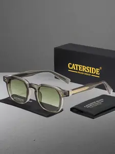 CATERSIDE Hiphop Style Thick Frame Sunglasses, Vintage Square Cp Pin Gradient Lenses, Street Fashion Unisex Uv400 Protection, All Seasons, Trendy Vintage Sunglasses