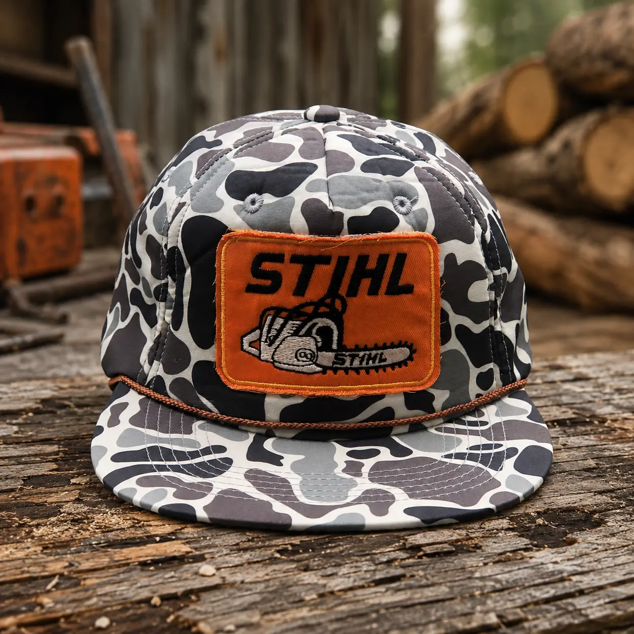 [ BUY 2 FOR 1 PRICE ] STIHL Chainsaw Camo Hat, Vintage Outdoor Snapback Cap, Logger Workwear Trucker Hat, Hunting Camouflage Cap, Chainsaw Lover Gift