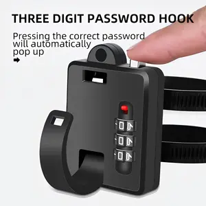 1pc Advanced Hook 3 Digit Password Lock Design Bearing Capacity Electric Scooter Bicycle Motorcycle Helmet Hook Student Dormitory Essential Anti Theft Hanging Solution Multi Purpose Shopping Bag Secure Lock Ideal for Daily Convenience All Users