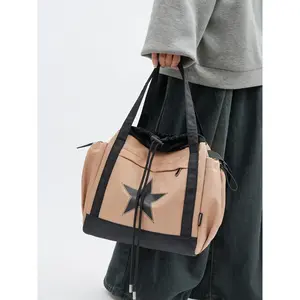 Fashionable Star Pattern Shoulder Bag, Large Capacity Drawstring Shoulder Bag for Women, Casual Trendy Versatile High-quality Daily Commuting Bag, Girl Fashionable Shopping Bag