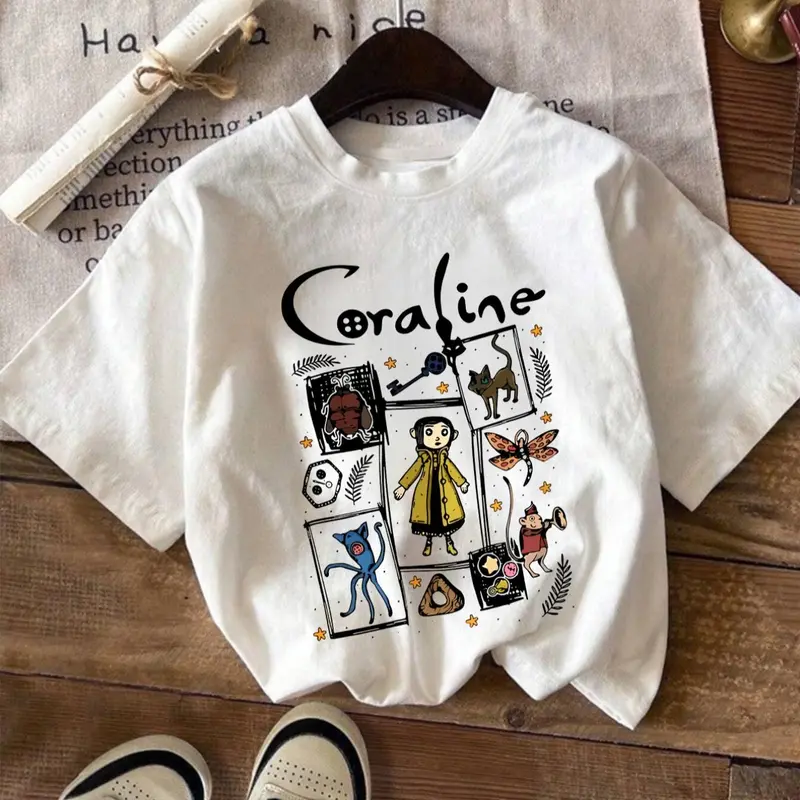 Women's Cartoon Letter Print Round Neck Tee Tops, Casual Tee Shirts, Fashion Casual Short Sleeve T-shirt for Daily Wear, Ladies Clothes for All Seasons