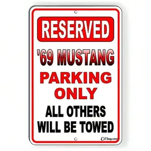 1969 Mustang Aluminum Parking Sign for Garage with Weatherproof No Fade Guarantee Perfect for Car Stalls