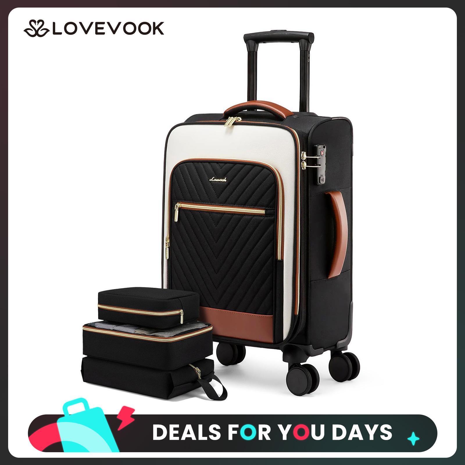 LOVEVOOK Carry On Luggage 18x13x11 Airline Approved, 18Inch Softside Suitcases with Wheels, Lightweight Spinner Carry on Suitcase with TSA Lock DealsForYouDays