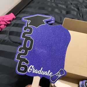 24 Pack Class of 2026 Graduation Fans with Handle Double Sided Grad Photo Props for Keepsake Gifts Graduation Party Supplies