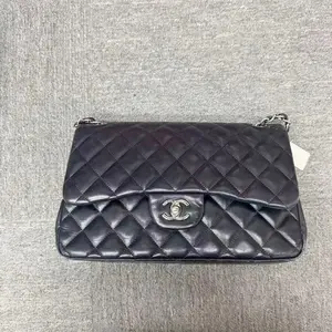 Pre-owned CHANEL Classic Flap Jumbo Black Lambskin Silver Hardware