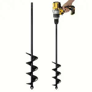 Hex Drive Drill Set, Auger Drill Bit for Gardening Planting, Spiral Hole Driller & Bulb Planter Tools, Stainless Steel, 17.2x17.2 Inches