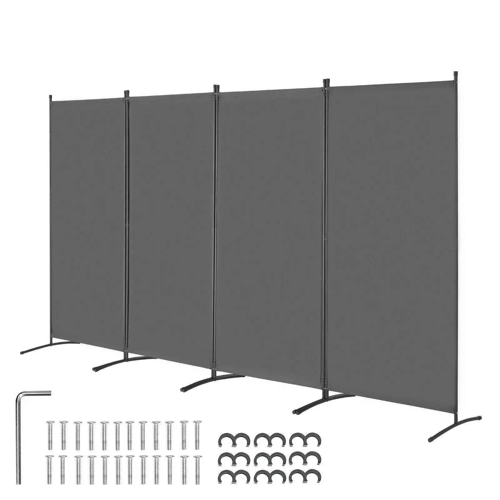 【FathersDayGift】VEVOR Room Divider, 4 Panels Room Divider, Folding Privacy Screen and Portable Partition Divider for Room Separation, Freestanding Room Partitions for Office, Bedroom, Study, GreySummervibes