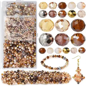 Faceted Rondelle Glass Beads for Jewelry Making AB Color 1000pcs Crystal Spacer Beads,Assorted Jewelry Beads for Bracelets Necklaces Accessories