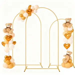3Pack Wedding Arch Backdrop Stand(7.2FT/6.6FT/6FT), Balloon Arch Stand, Wedding Arches for Ceremony, Metal Arch Backdrop Stand for Bridal Baby Showers, Birthday Party Decoration Door Frame Gold