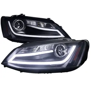 2011-2018 Volkswagen Jetta MK6 LED Bar Projector Headlights (Matte Black Housing/Clear Lens)