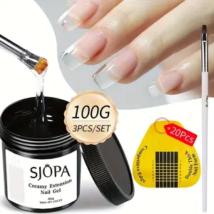 Sjopa Three-piece Set 100g Transparent Cream Nail Gel Extension Gel for Beginners Daily Use Strong Adhesive Nail Art Glue Gel solid gel