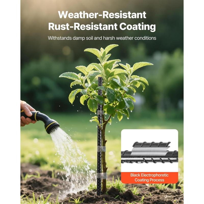 VEVOR Rebar Stakes, 16-Inch, Heavy-Duty 0.45 in Diameter, Straight Galvanized Steel Ground Anchors with Chisel Point End & Rust-Resistant Coating, for Gardening Support, Fence, Camping Tents (16-Pack)