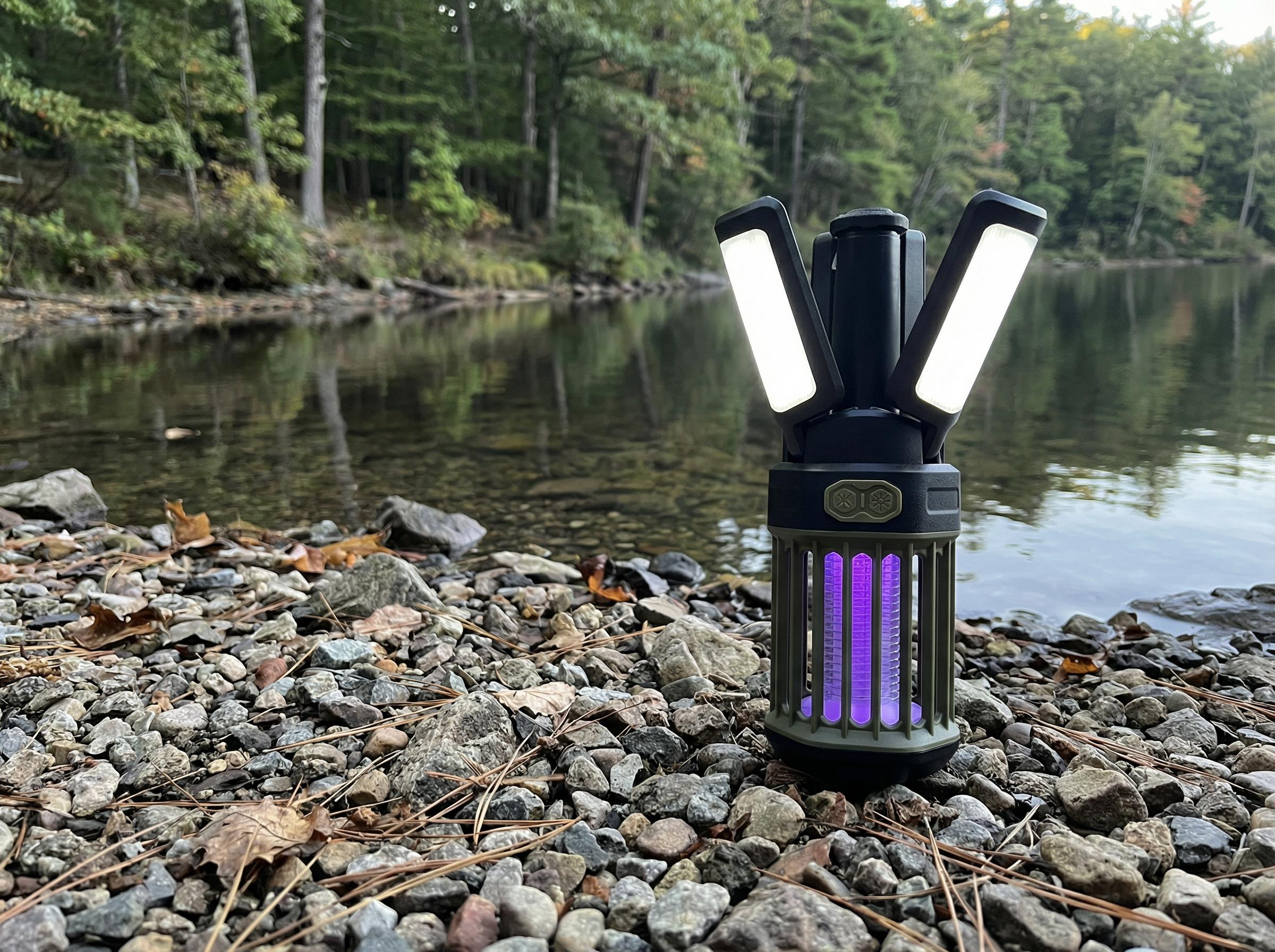 2-Pack Camping Lantern – 3 Color Temperatures (White/Warm/Red), Mosquito Repellent & Light Combo, 3000mAh Long Battery, Adjustable Multi-Angle Head, IPX6 Waterproof, Lightweight Hanging Hook for Outdoor & Home Swivel Headrest Chair