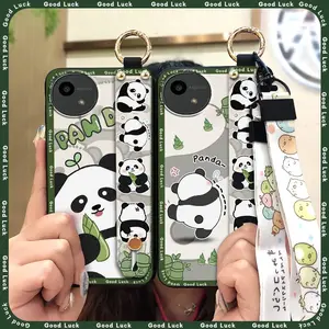 Back Cover ring Phone Case For Sharp Aquos wish4/SH-52E panda Anti-knock Shockproof Durable Phone Holder Dirt-resistant protective Silicone Waterproof Wrist Strap Soft case Cute