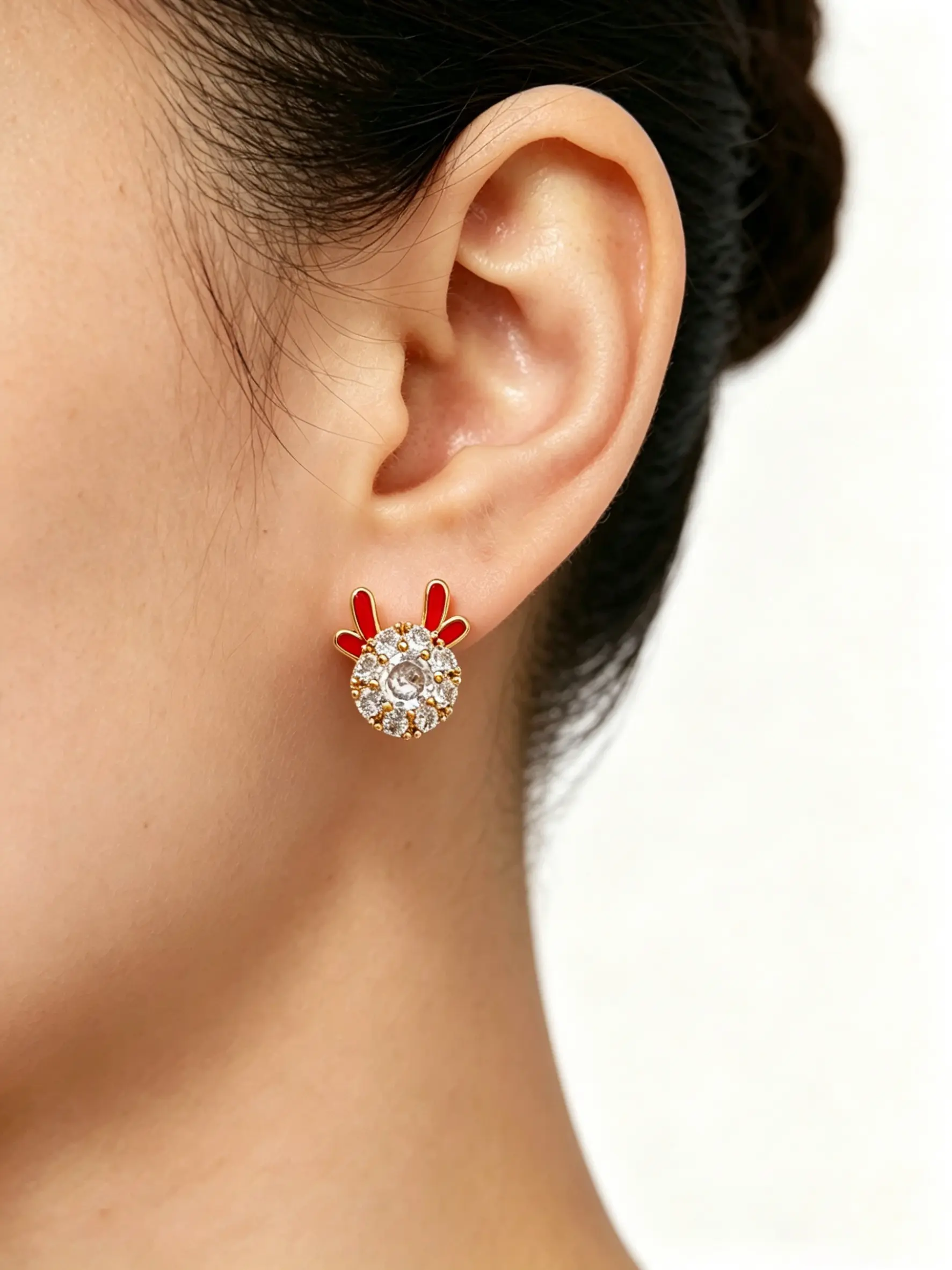 Glaze Deer Antler Rhinestone Earrings, Fun Christmas New Year Jewelry, Perfect Gift for Women, Daily Wear