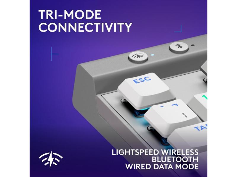 Logitech G515 LIGHTSPEED TKL Low Profile Wireless Gaming Keyboard - GL Brown Tactile Switches, LIGHTSYNC RGB, Thin Tenkeyless Design, PBT Keycaps - White