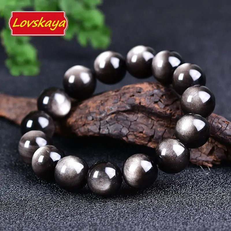 Silver Obsidian Natural Crystal Bracelet，Fashionable And Elegant, Unisex, Suitable For Various Occasions, Crystal Bracelet Jewelry