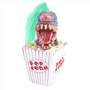 Clown Sculpture, Halloween Clown Decoration, Popcorn Clown Scary Clown Head Statue Resin Craft Clown From Space Green