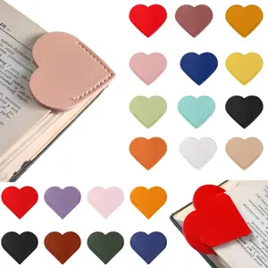 104 count Leather Heart Bookmarks Page Corner Flower Heart Spring Corner Bookmark for Women Mother's Day Gifts  Reading Book Marks for Reading Lovers Book Club Teacher (Solid Color)