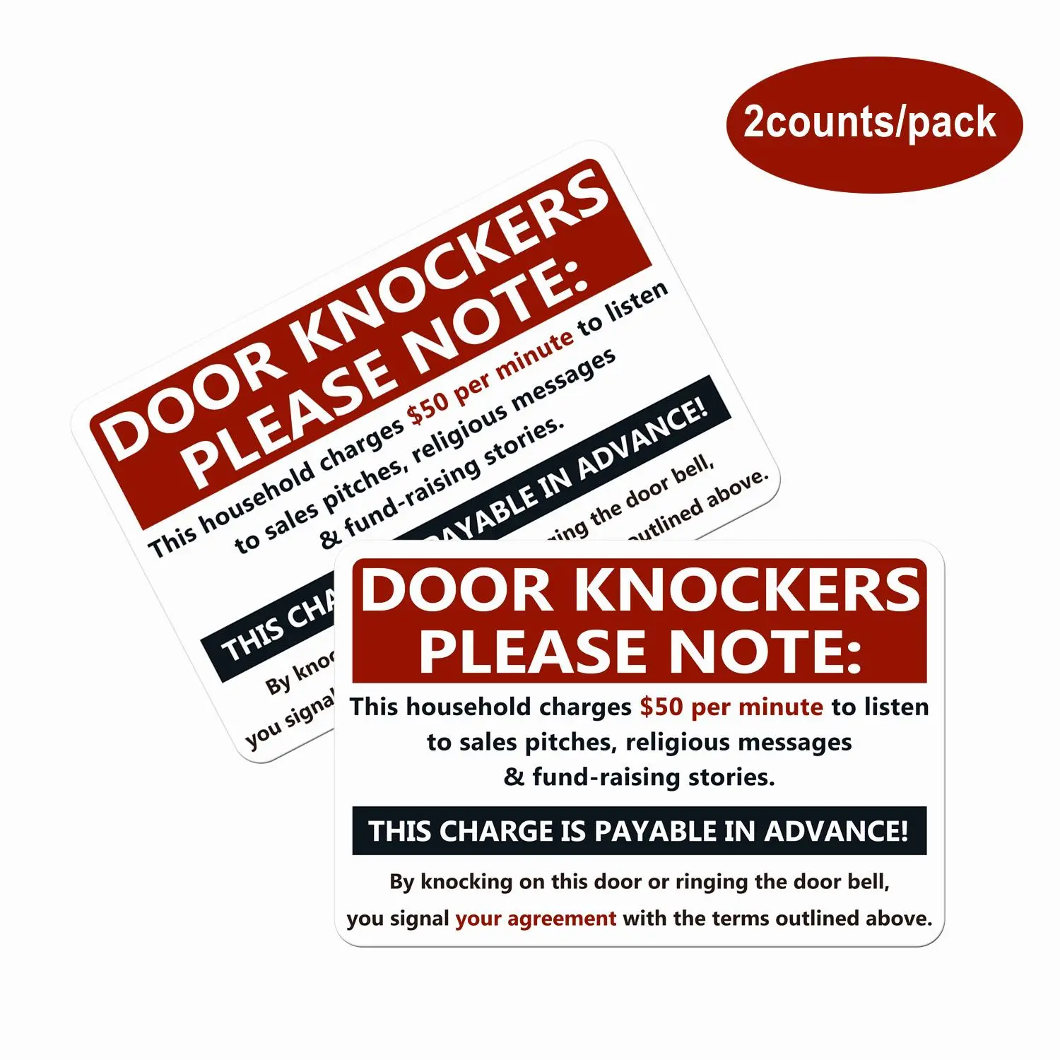 Door Sticker, 2 Counts/set No Entering Warning Sticker, Waterproof & Sunproof Sticker for Home & Office, Self Adhesive Sticker, Adhesive Stickers
