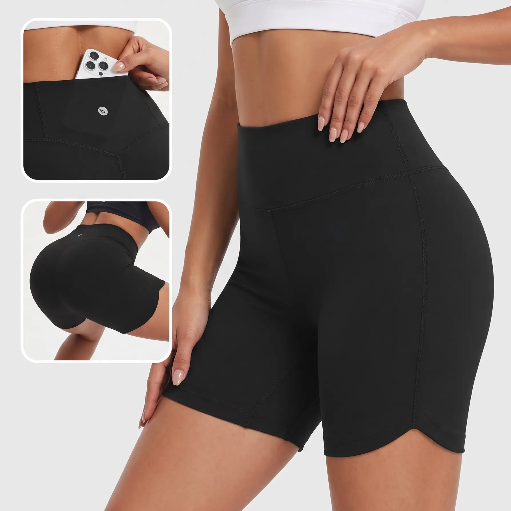 Baleaf Women's 5 Inch Biker Shorts High Waist Tummy Control  4 Way Stretch Spandex Gym Yoga Running Athletic Shorts with Pocket