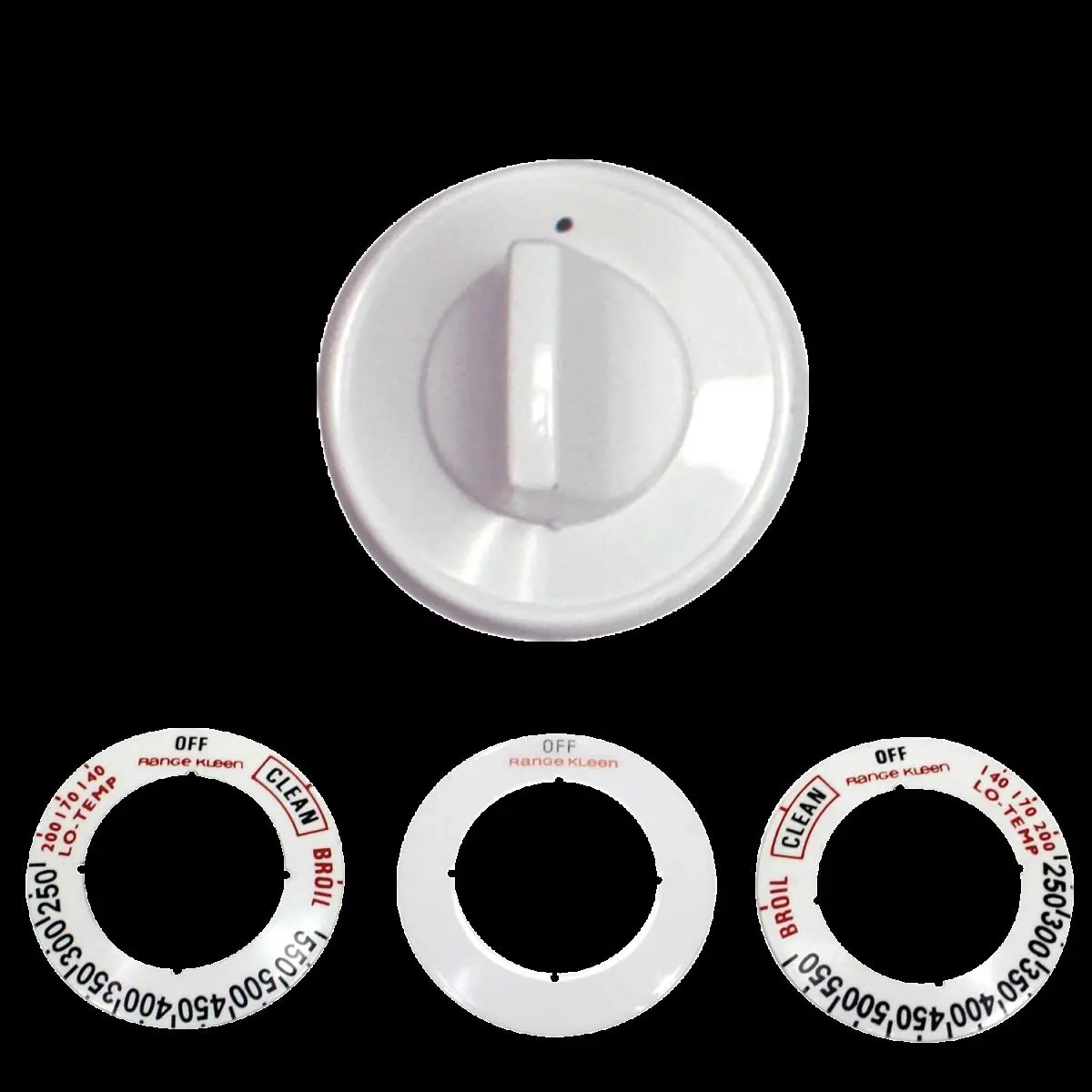 Range Kleen 8231 Gas Stove Knob - 1 White Knob, 3 White Overlays, Clean to Low, Ideal for Camping Cooking for 2 People, Cooking For Two